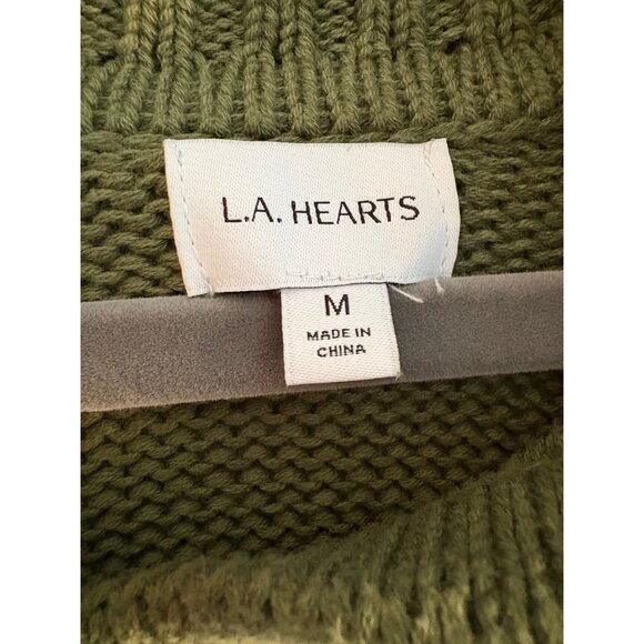 L.A. Hearts Green & White Striped Cropped Slouchy Cotton Sweater Size Medium - Picture 4 of 5